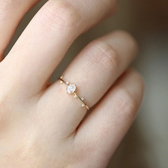 Dainty Crystal Gold Ring - Picture 3 of 6